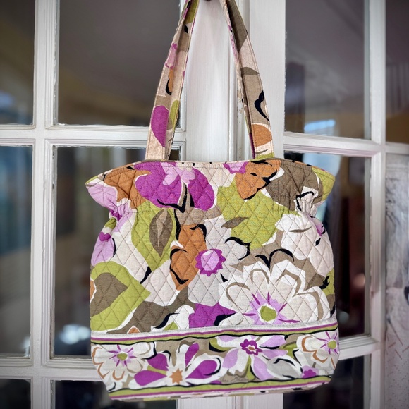 EUC Vera Bradley Tote - Quilted, Floral in Purples & Green, EUC - Picture 3 of 7